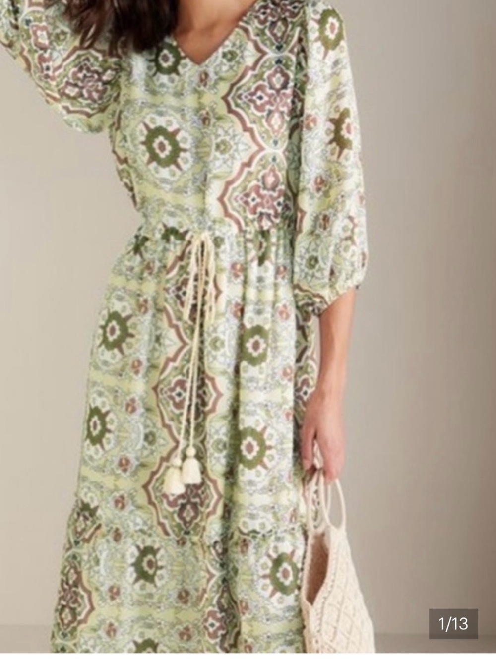 Soft Surroundings Zia Boho Medallion Maxi Dress L